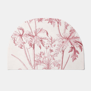 Pink Vintage Botanical Art Doormat