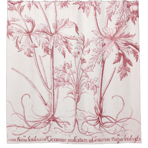 Pink Vintage Botanical Art Shower Curtain