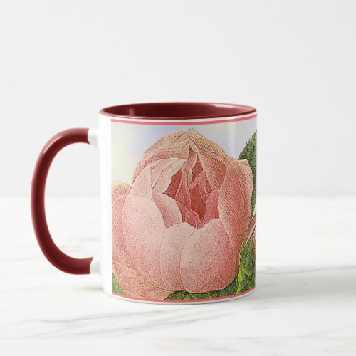Pink Vintage Botanical Rosebud Coffee Mug