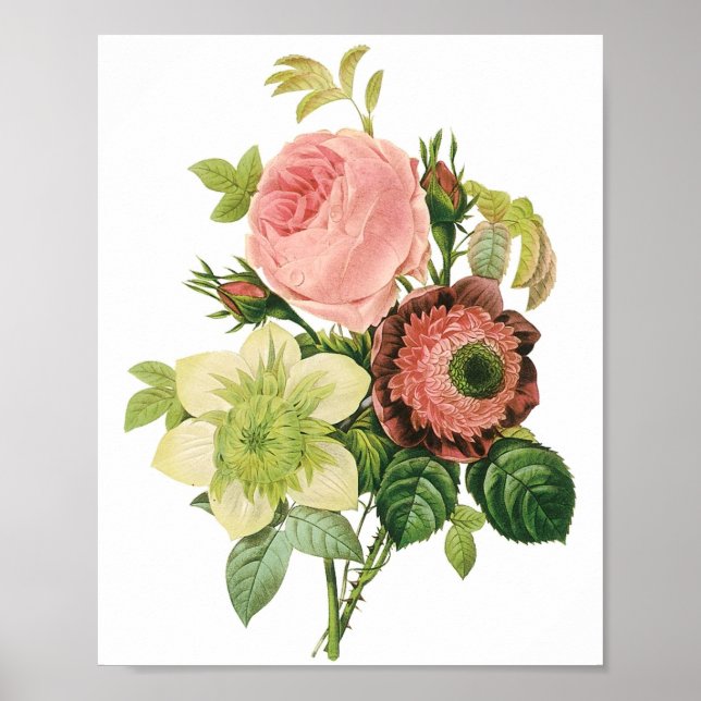Pink Vintage Bouquet Poster (Front)