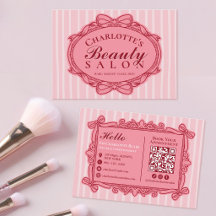 Pink Vintage Bow Frame Beauty Salon Business Card