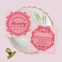 Pink Vintage Bow Frame Square Salon