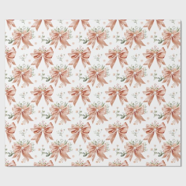 Pink Vintage Bow Wrapping Paper | Gift Wrap (Flat)