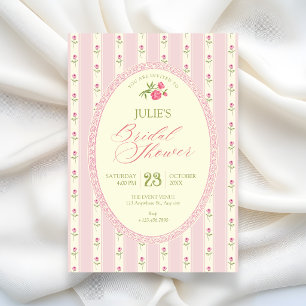 Pink vintage bridal shower invitation
