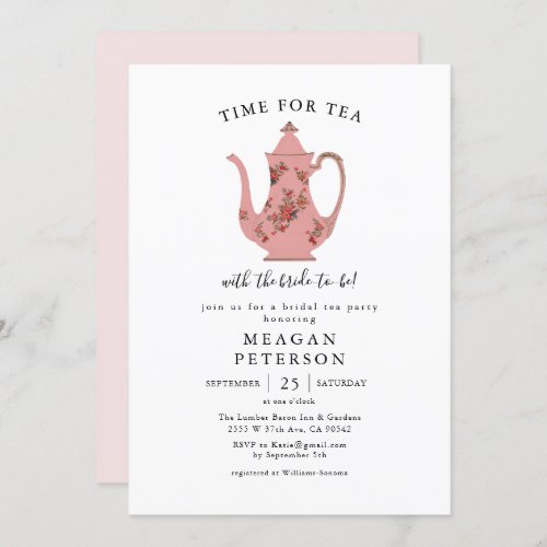 Pink Vintage Bridal Shower Tea Party  Invitation