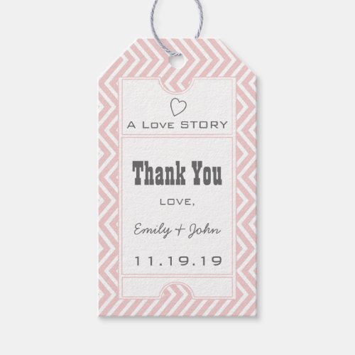 Pink Vintage Broadway Ticket Wedding Thank You Gift Tags