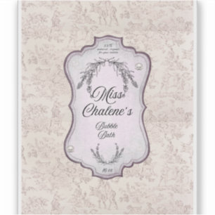 Pink Vintage Bubble Bath Antique Jar Bottle Sticker