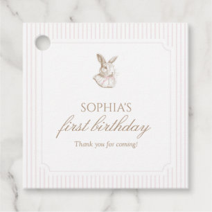 Pink Vintage Bunny Some Bunny Is Turning One Favor Tags