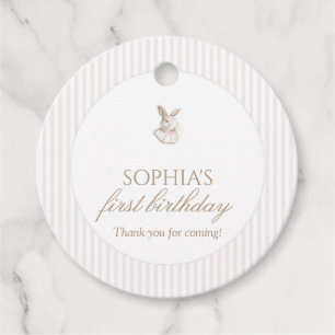 Pink Vintage Bunny Some Bunny Is Turning One Favor Tags