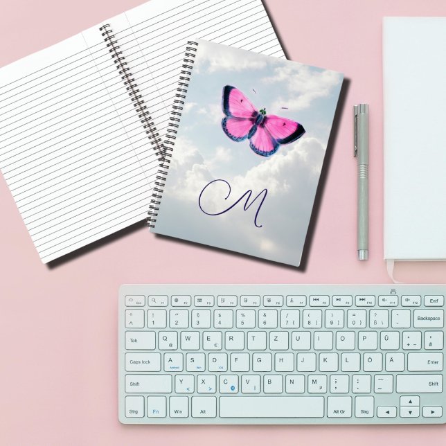 pink vintage butterfly& blue sky notebook (Creator Uploaded)