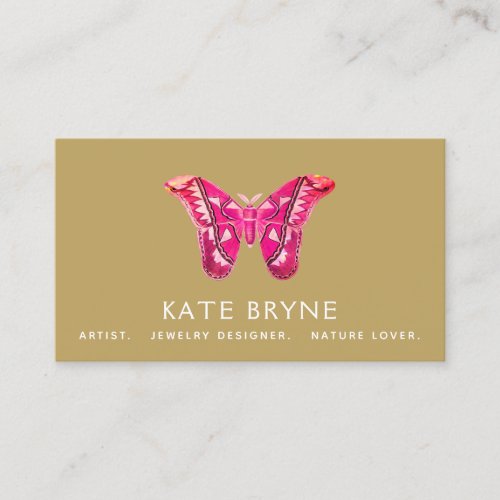 Pink Vintage Butterfly Business Card
