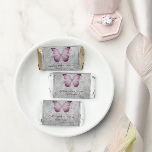 Pink Vintage Butterfly Damask Wedding Hershey's Miniatures
