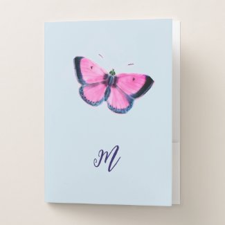 pink vintage butterfly - monogrammed