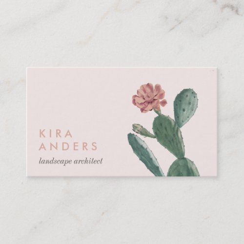 Pink Vintage Cactus Business Cards