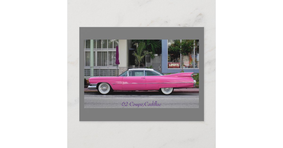 Pink Vintage Cadillac Postcard | Zazzle