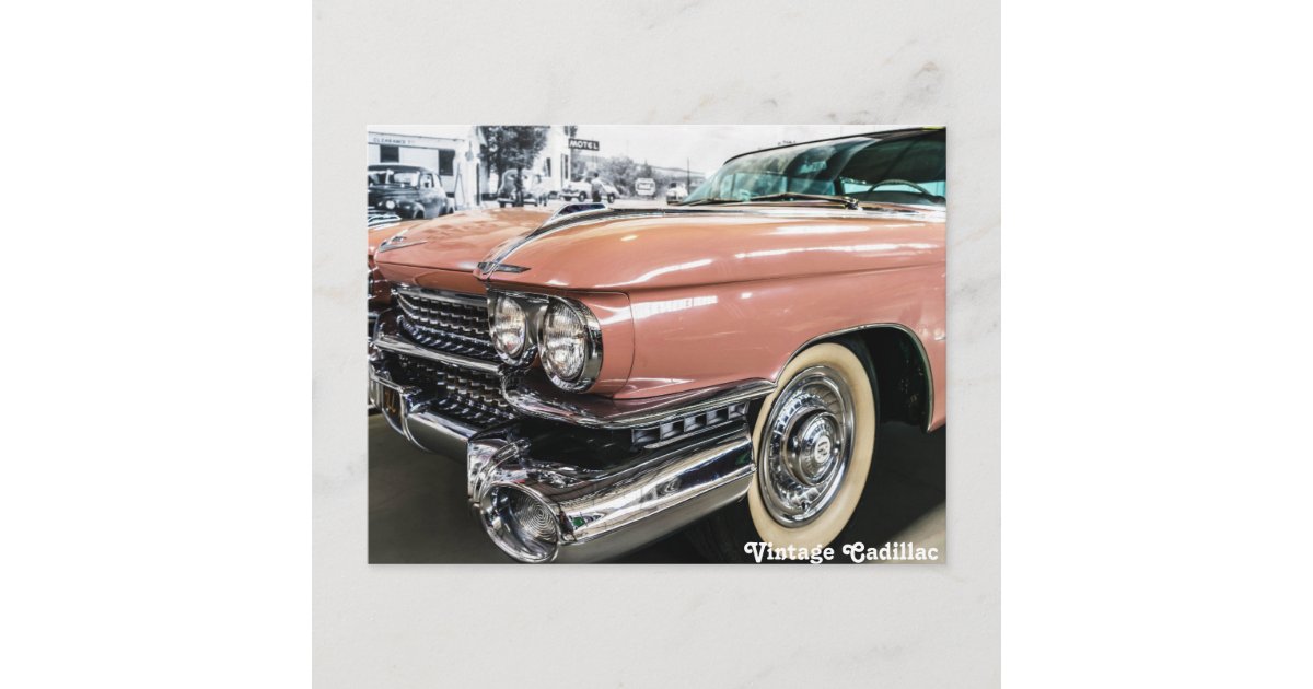 Pink Vintage Cadillac Postcard | Zazzle