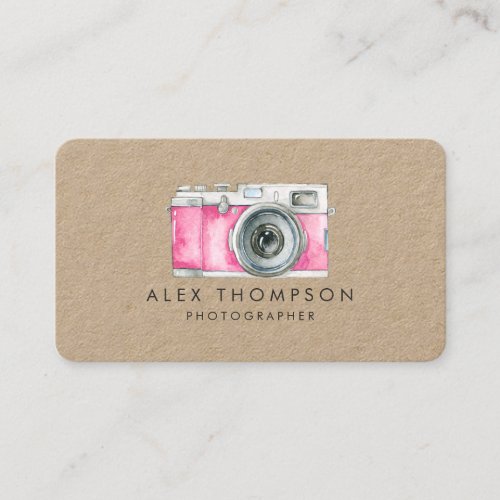 Pink Vintage Camera Photographer Business Cards