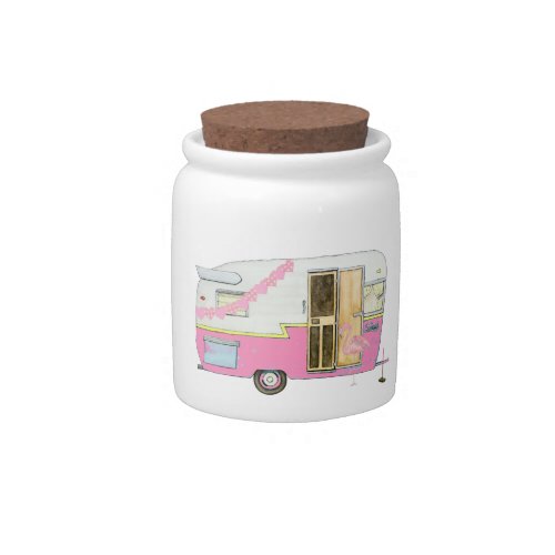 Pink Vintage Camper Trailer Candy Jar