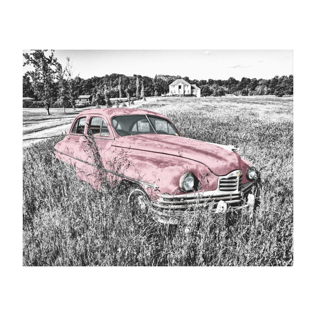 Pink Vintage Car Canvas Print Zazzle