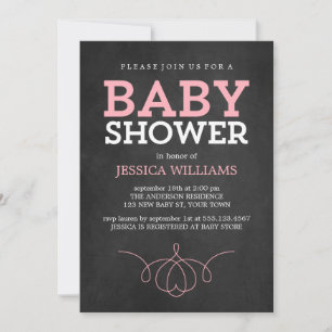 Pink Vintage Chalkboard Baby Shower Invitation