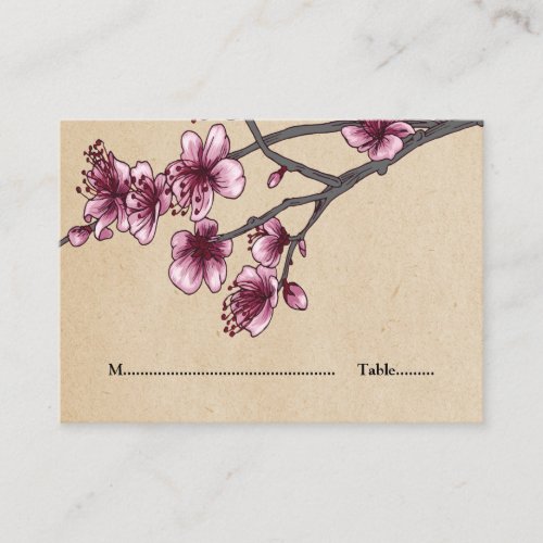 Pink Vintage Cherry Blossoms Place Cards