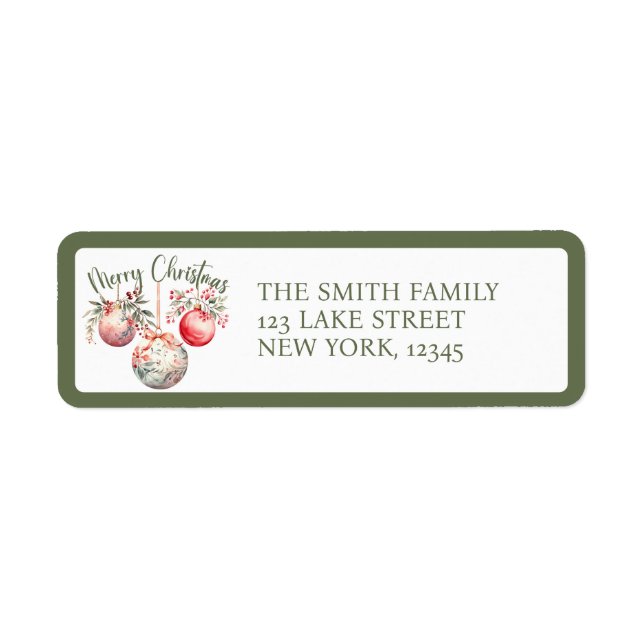 PINK VINTAGE CHRISTMAS ORNAMENT LABEL (Front)