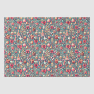 Pink Vintage Christmas  Tissue Paper