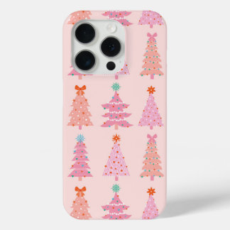Pink Vintage Christmas Trees Phone Case