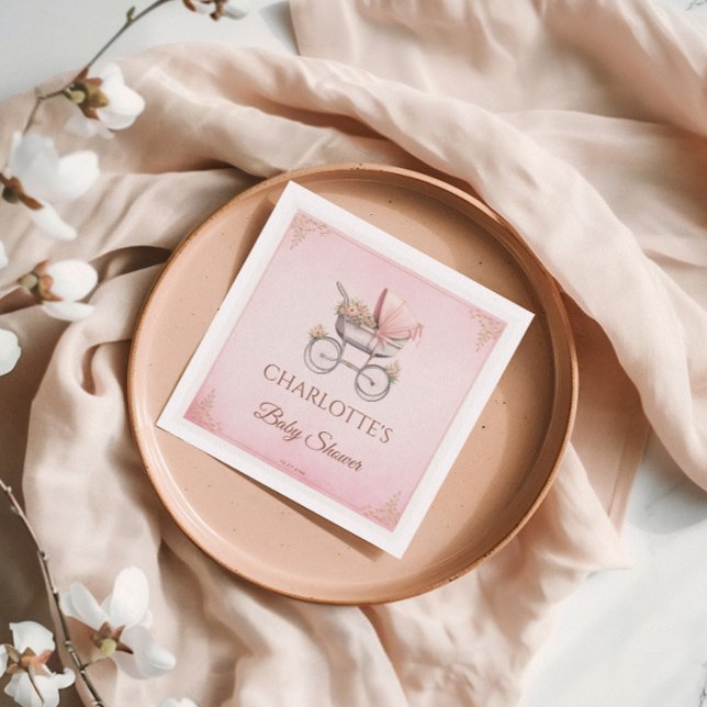 Pink Vintage Classic Girl Baby Shower Napkins (Creator Uploaded)