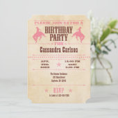 Pink Vintage Cowboy Birthday Invitation (Standing Front)