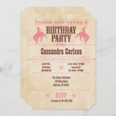 Pink Vintage Cowboy Birthday Invitation (Front/Back)