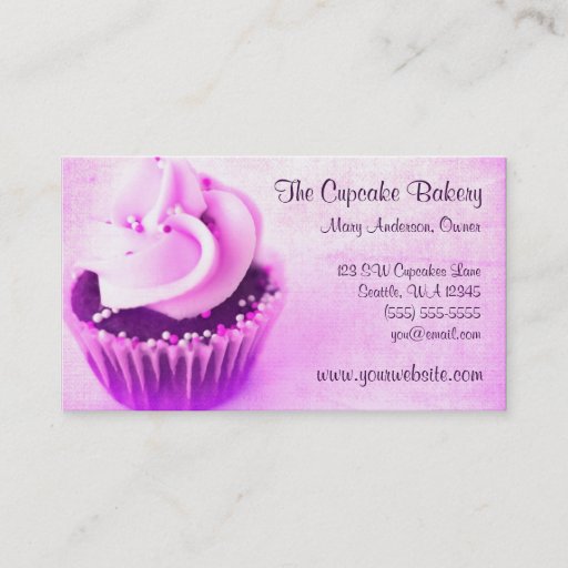 Customizable Pink Vintage Cupcake Sprinkles Business Cards