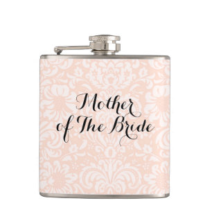 Pink Vintage Damask Mother of The Bride Flask