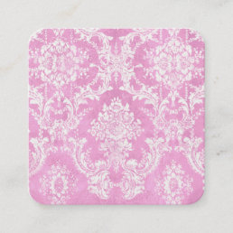 Pink Vintage Damask Pattern 5 lines of contact Square Business Card