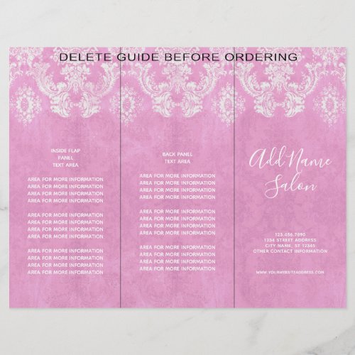 Pink Vintage Damask Pattern with Grungy Finish Flyer