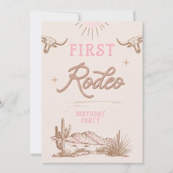 Pink Vintage Desert First Rodeo 1st Birthday Invitation | Zazzle