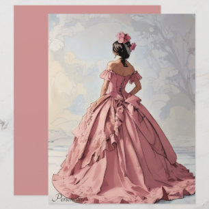 Pink Vintage Dress Victorian Lady ScrapbookPaper