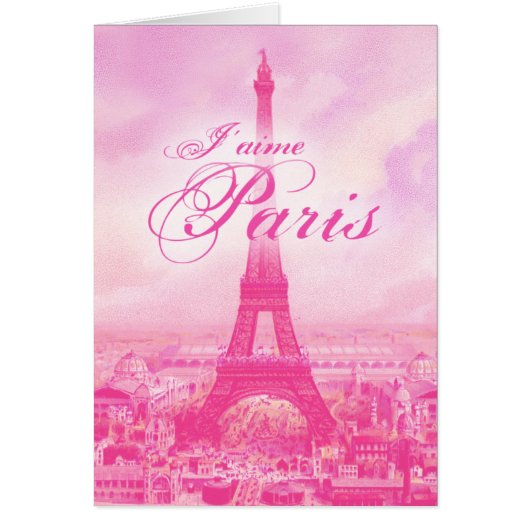 Pink Vintage Eiffel Tower Cards (Front)