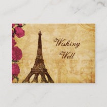 Pink vintage eiffel tower Paris wishing well card
