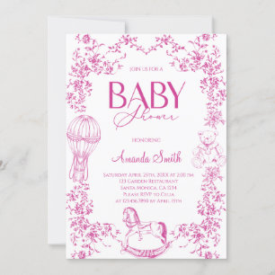 Pink Vintage Elegant Floral Baby Shower Invitation
