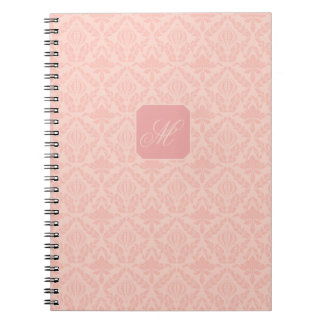 Pink Vintage Elegant Floral Monogram Notebook