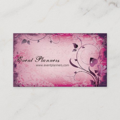 Pink Vintage Event Planner Leafy Business Card
