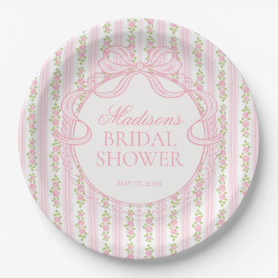Pink Vintage Fancy Floral Bridal Shower Paper Plates