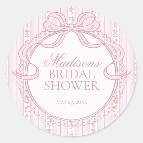 Pink Vintage Fancy Floral Bridal Shower Seal