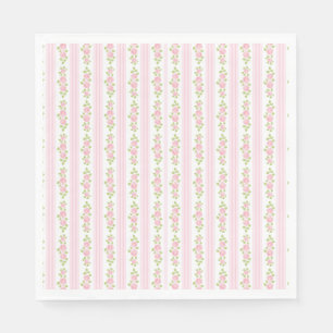 Pink Vintage Fancy Floral Party Dessert Napkins