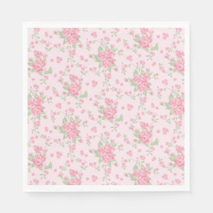 Pink Vintage Fancy Floral Party Dessert Napkins