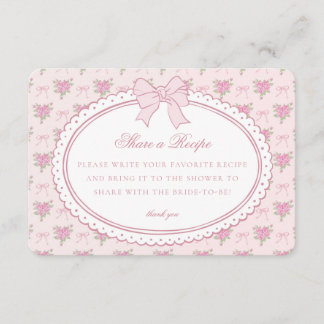 Pink Vintage Fancy Floral Share Recipe Enclosure Card