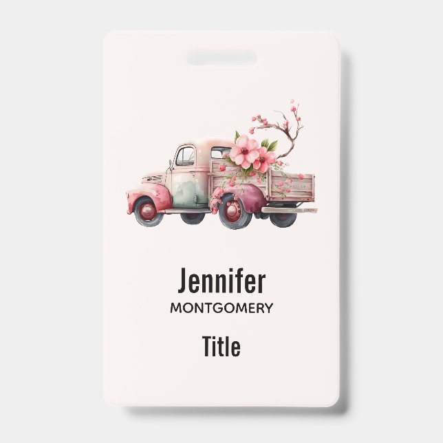Pink Vintage Farmer's Truck Badge (Front)