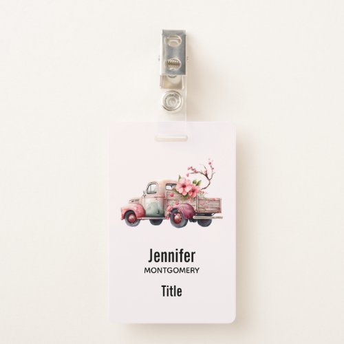 Pink Vintage Farmers Truck Badge