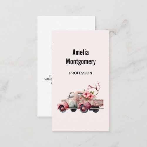 Pink Vintage Farmers Truck Business Card